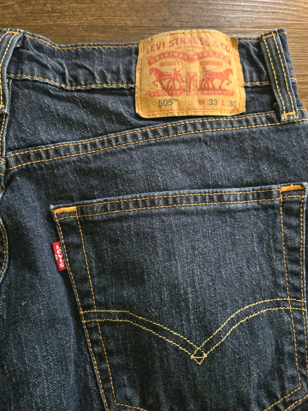 Levi’s 505 Straight Nail Loop Knot Dark Wash Jeans Men’s 33x30